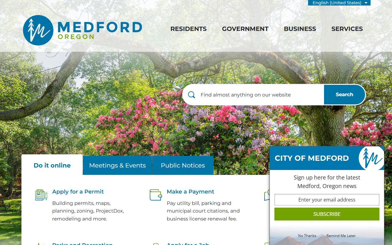 City of Medford official website for Medford unclaimed money information