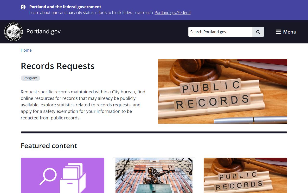 Portland public records request portal for unclaimed money searches