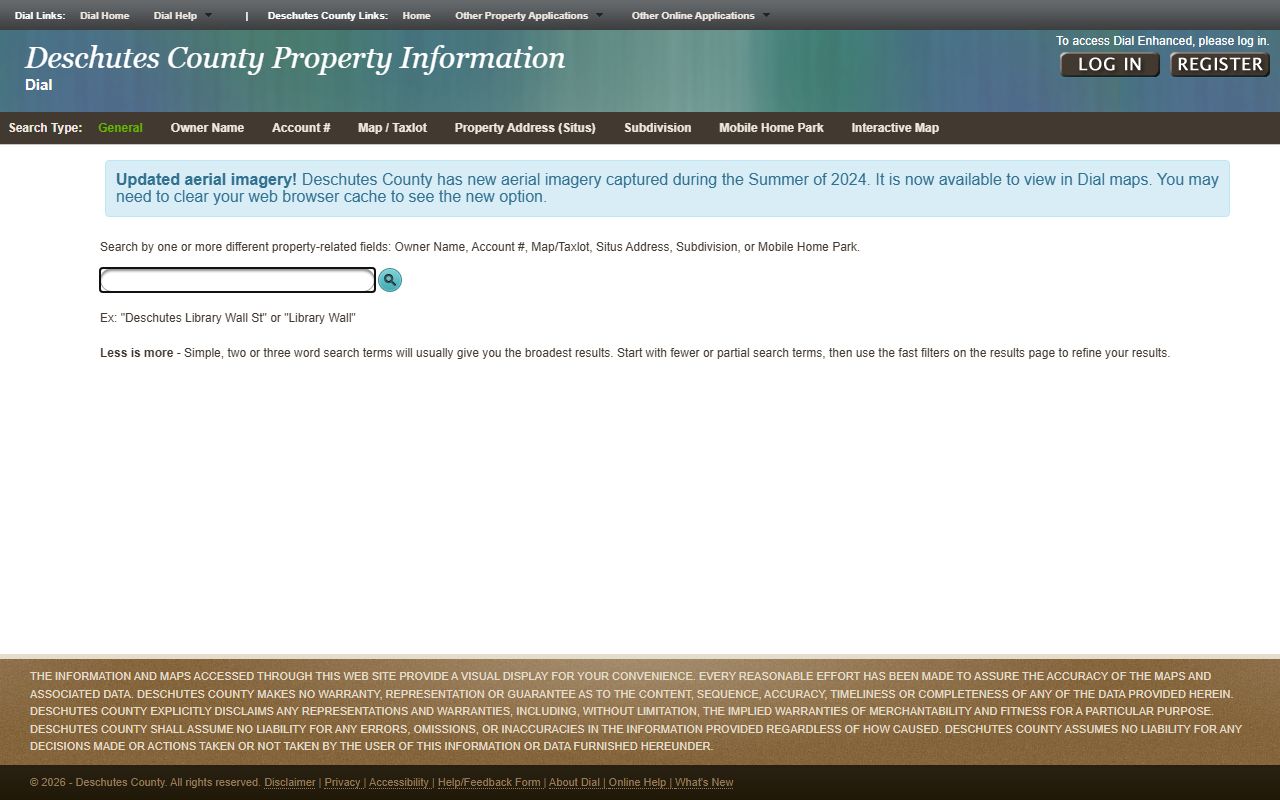 DIAL Property Search tool for Deschutes County unclaimed money research