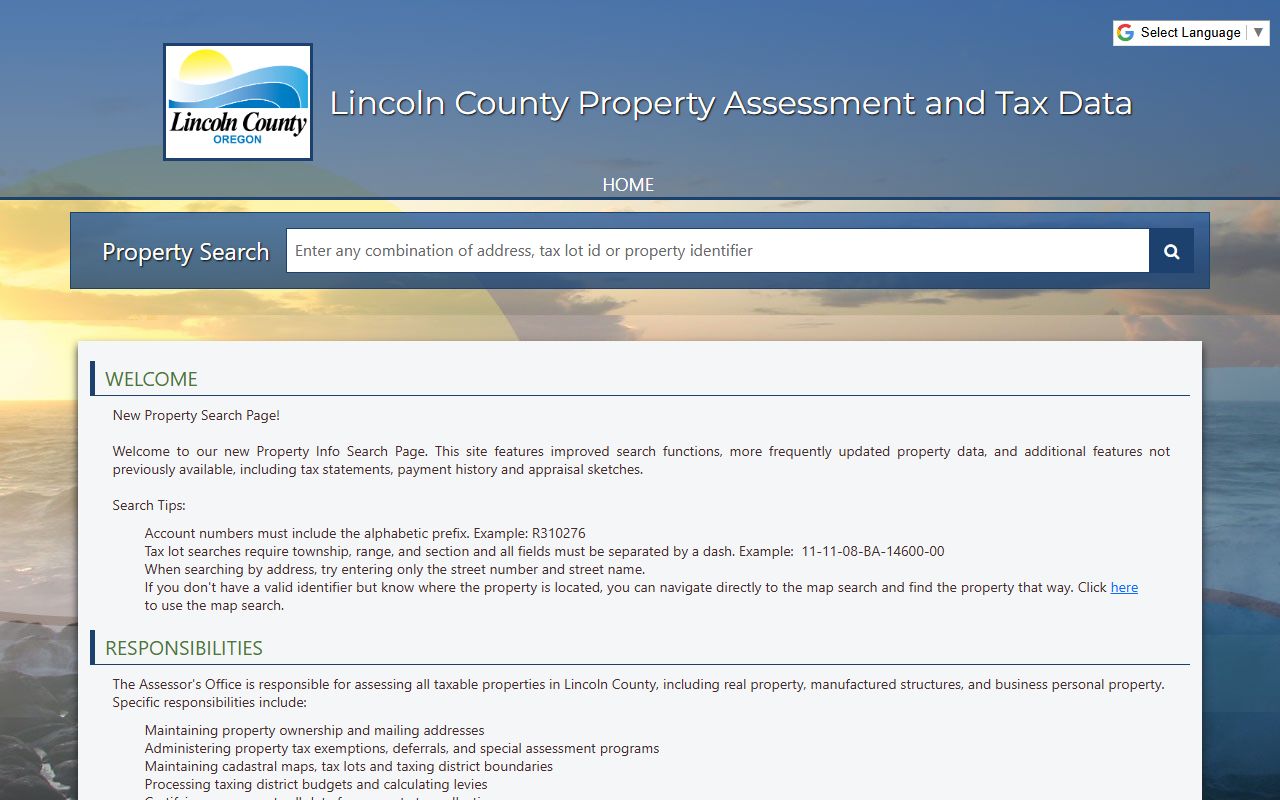 Lincoln County PropertyWeb search tool for property records and unclaimed money