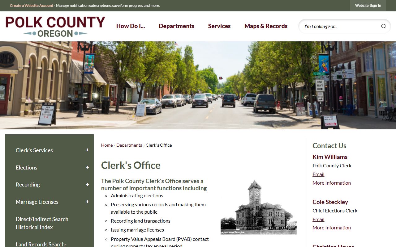 Polk County Clerk office website for records and land transactions