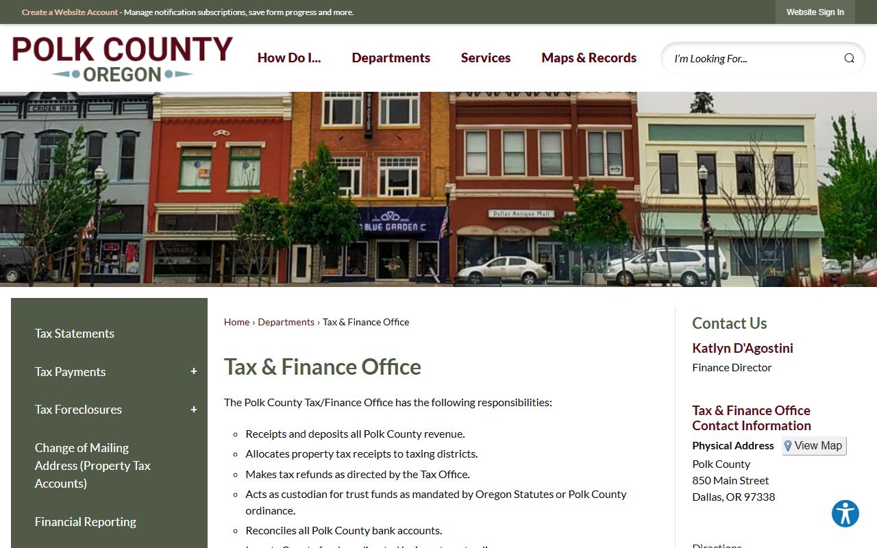Polk County tax and finance office website for payments and refund information