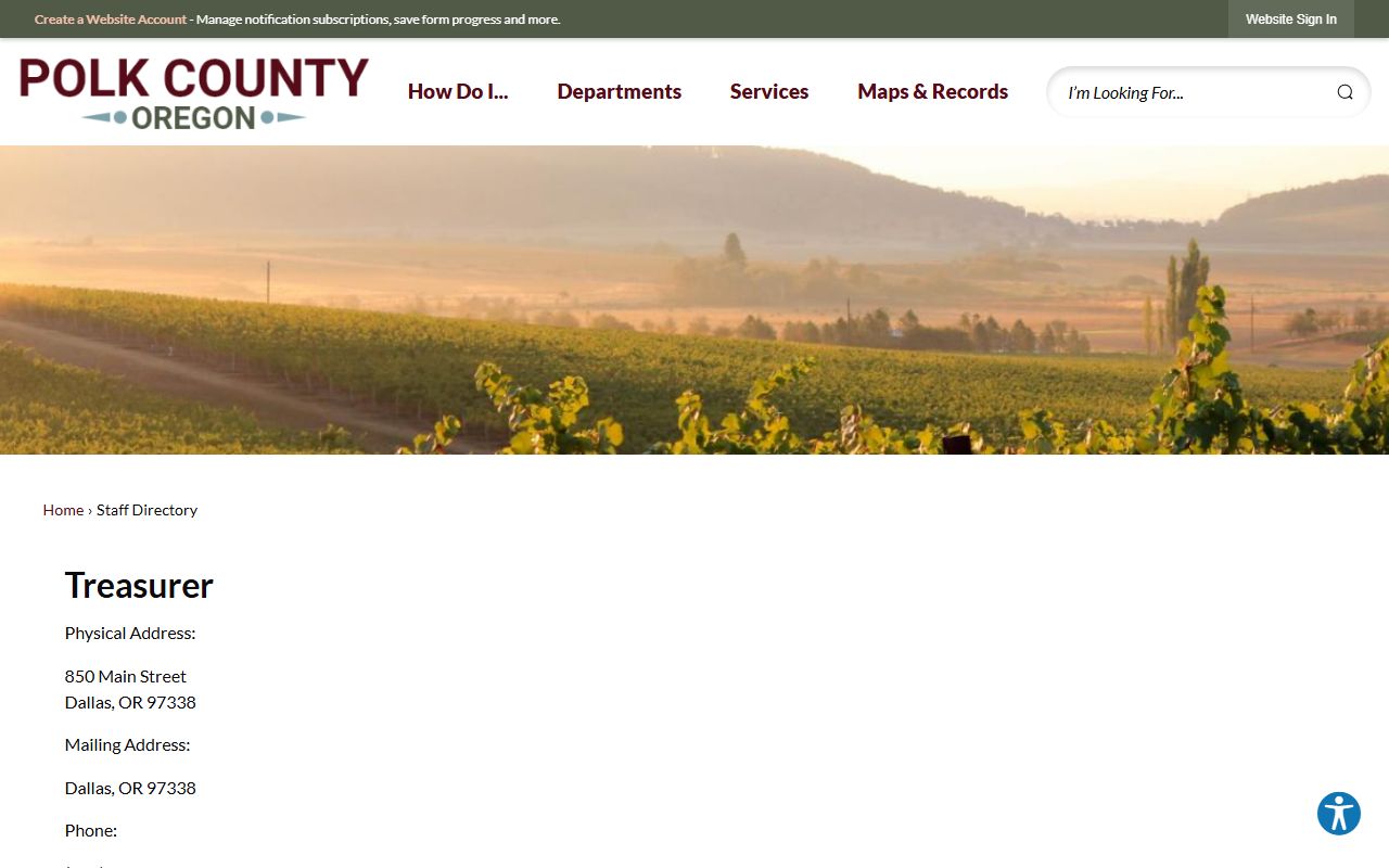 Polk County Treasurer office website for public fund management