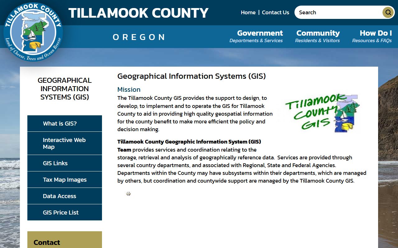Tillamook County GIS mapping tool for property and unclaimed money research