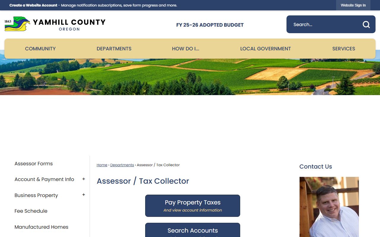 Yamhill County Assessor property search portal for tax records